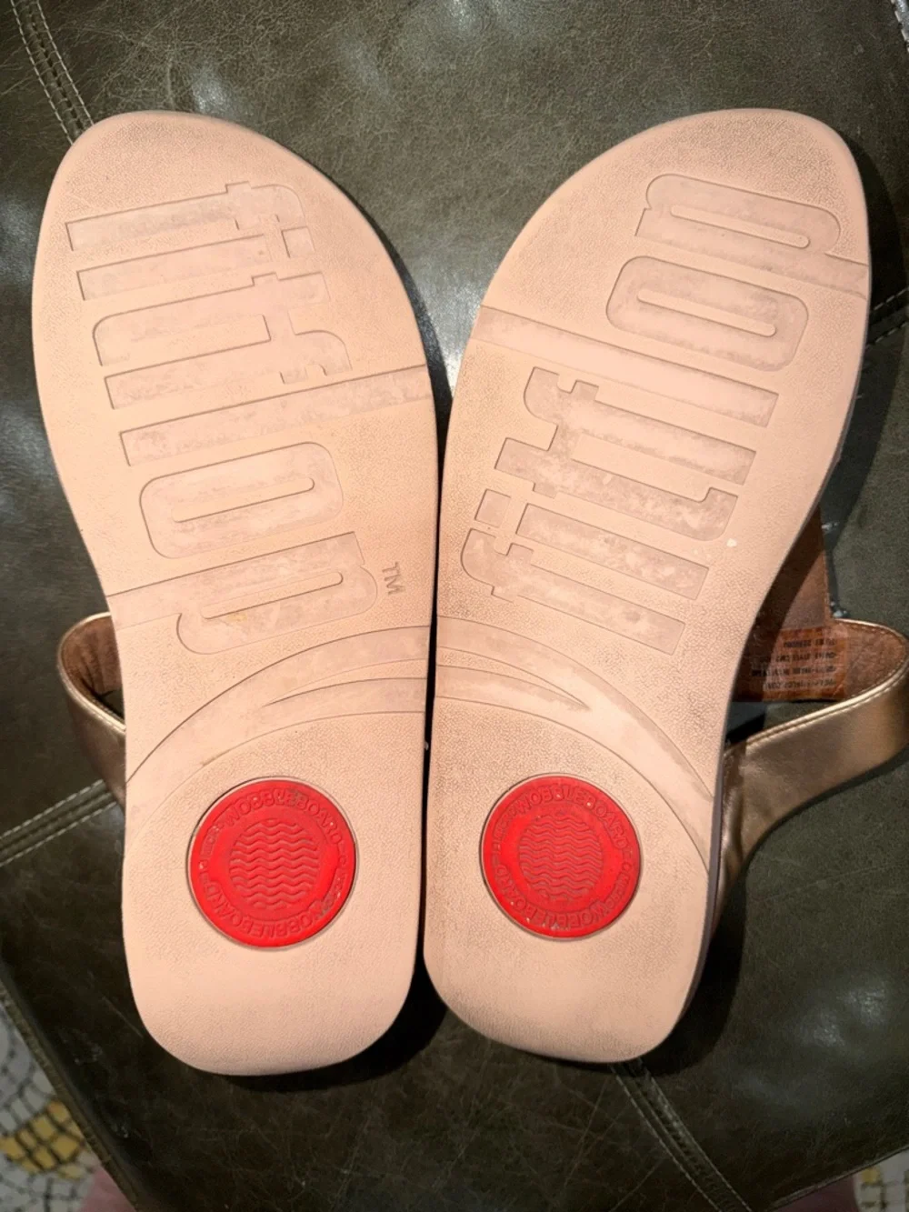 FitFlop Rose Gold Jeweled T-Bar Sandals - Picture 6 of 7